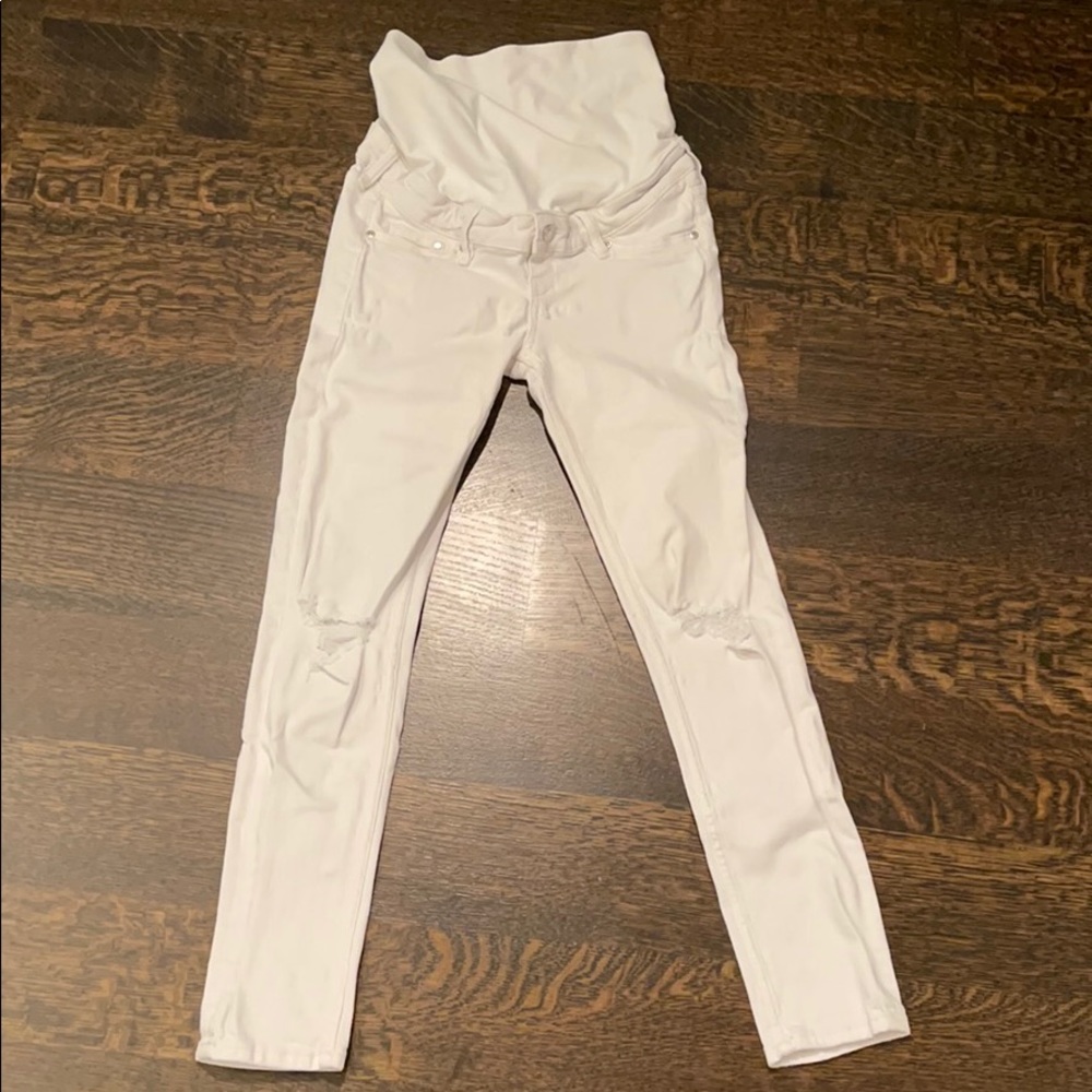 MAMA maternity H&M high waisted distressed jeans